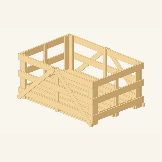3D example of a wooden crate designed with Palo Box