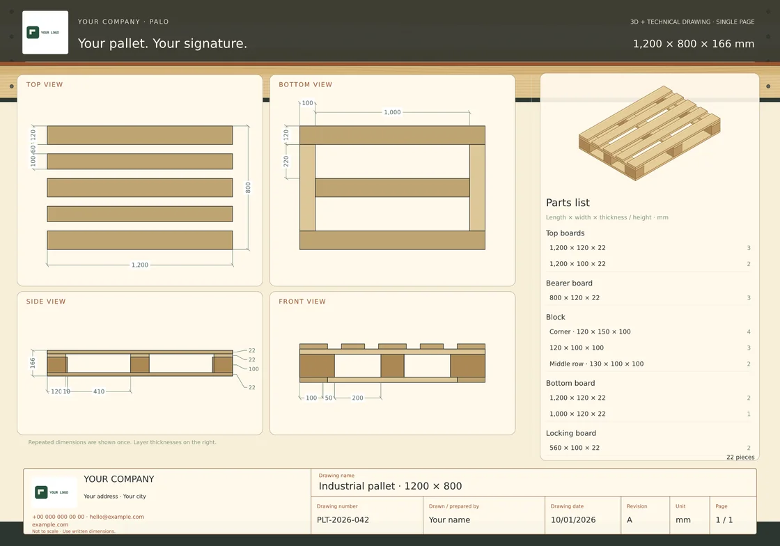 Workshop · Dimensioned technical drawings