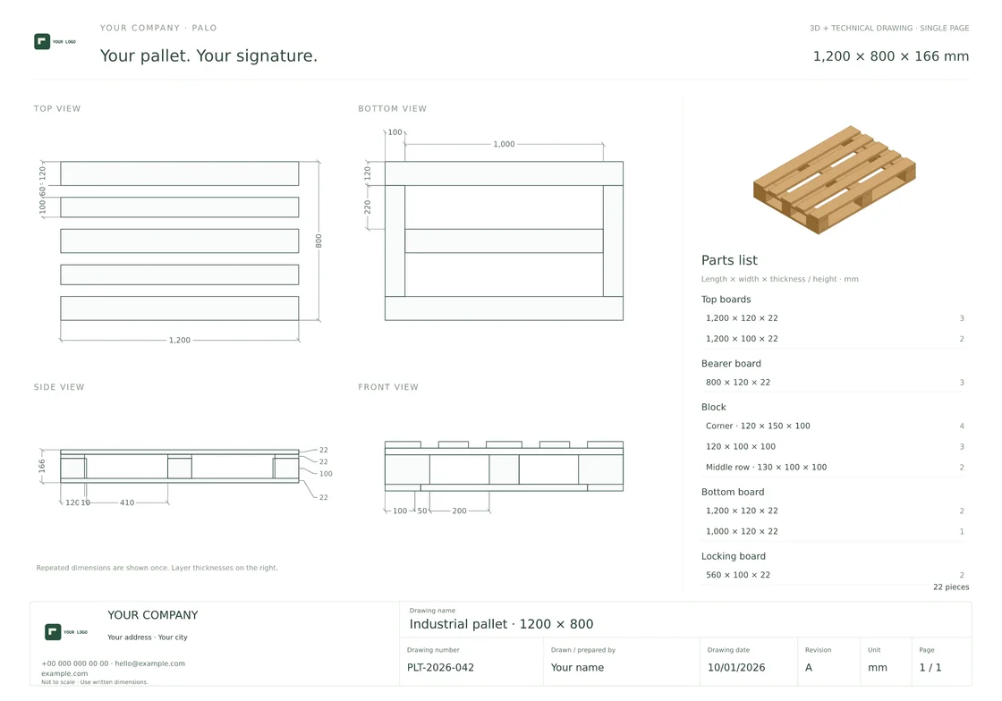 Corporate · Dimensioned technical drawings